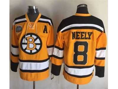 Boston Bruins #8 Cam Neely Yellow Winter Classic CCM Throwback Stitched NHL Jersey