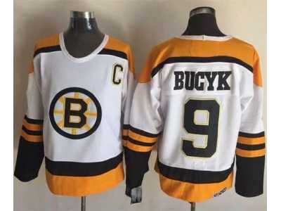 Boston Bruins #9 Johnny Bucyk Yellow White CCM Throwback Stitched NHL Jersey