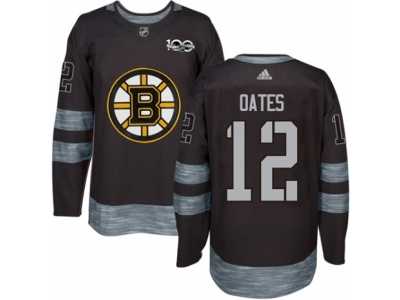 Men's Adidas Boston Bruins #12 Adam Oates Authentic Black 1917-2017 100th Anniversary NHL Jersey