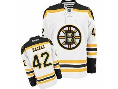 Men's Reebok Boston Bruins #42 David Backes Authentic White Away NHL Jersey