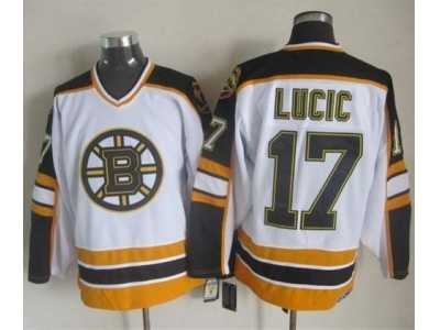 NHL Boston Bruins #17 Milan Lucic White Black CCM Throwback Stitched Jerseys