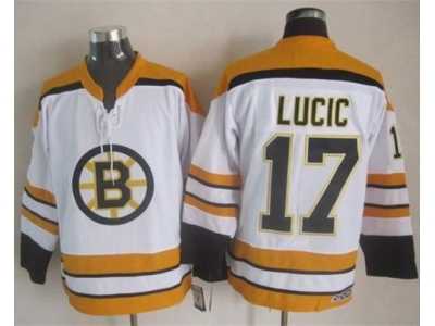 NHL Boston Bruins #17 Milan Lucic White CCM Throwback Stitched Jerseys