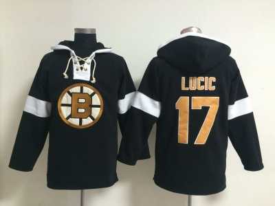 NHL Boston Bruins #17 Milan Lucic black jerseys[pullover hooded sweatshirt]