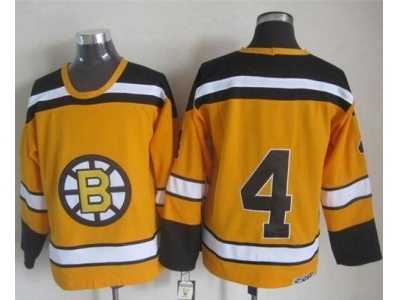 NHL Boston Bruins #4 Bobby Orr Yellow CCM Throwback Stitched Jerseys