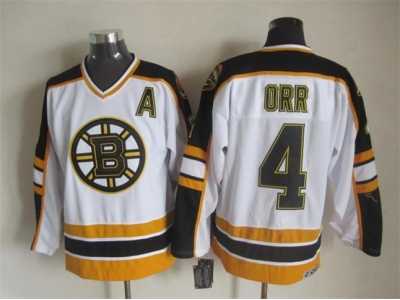 NHL Boston Bruins #4 Bobby Orr white Throwback jerseys