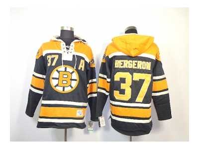 nhl jerseys boston bruins #37 bergeron black-yellow[pullover hooded sweatshirt] [patch A]