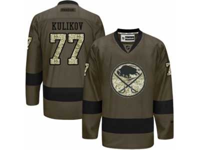 Men\'s Reebok Buffalo Sabres #77 Dmitry Kulikov Authentic Green Salute to Service NHL Jersey