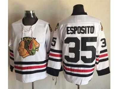 Chicago Blackhawks #35 Tony Esposito White CCM Throwback Stitched NHL Jersey