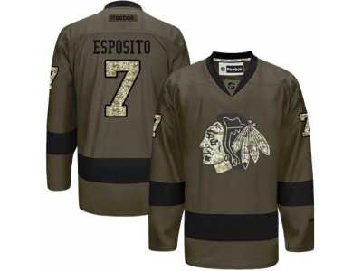Chicago Blackhawks #7 Tony Esposito Green Salute to Service Stitched NHL Jersey