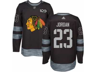 Men's Adidas Chicago Blackhawks #23 Michael Jordan Authentic Black 1917-2017 100th Anniversary NHL Jersey