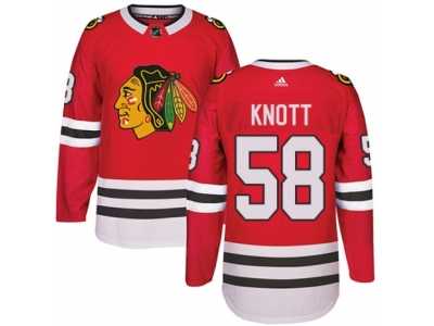 Men's Adidas Chicago Blackhawks #58 Graham Knott Authentic Red Home NHL Jersey
