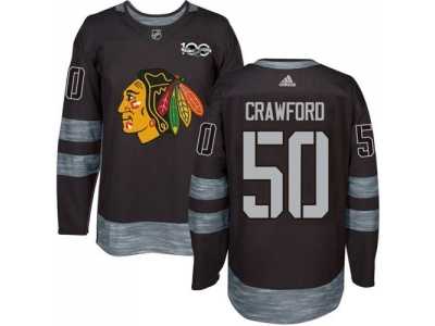 Men\'s Chicago Blackhawks #50 Corey Crawford Black 1917-2017 100th Anniversary Stitched NHL Jersey