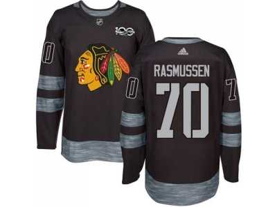 Men's Chicago Blackhawks #70 Dennis Rasmussen Black 1917-2017 100th Anniversary Stitched NHL Jersey