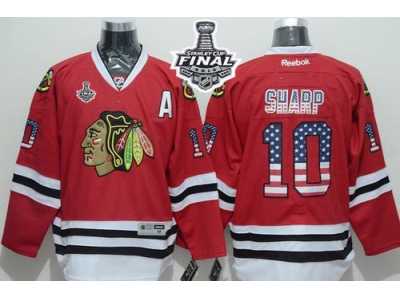 NHL Chicago Blackhawks #10 Patrick Sharp Red USA Flag Fashion 2015 Stanley Cup Stitched Jerseys