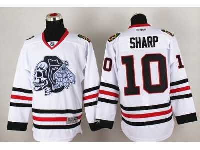 NHL Chicago Blackhawks #10 Patrick Sharp White(White Skull) Stitched Jerseys