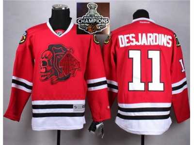 NHL Chicago Blackhawks #11 Desjardins Red(Red Skull) 2014 Stadium Series 2015 Stanley Cup Champions jerseys