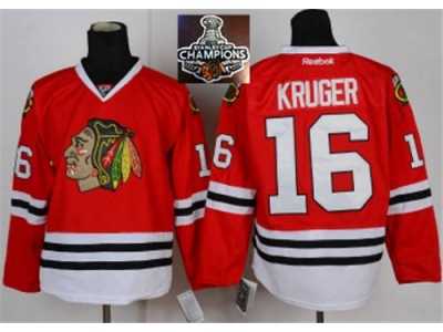 NHL Chicago Blackhawks #16 Kruger Red 2015 Stanley Cup Champions jerseys