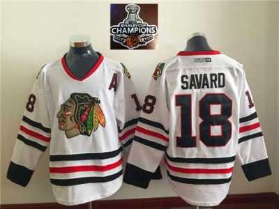 NHL Chicago Blackhawks #18 VINTAGE Denis SAVARD White CCM 2015 Stanley Cup Champions jerseys