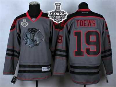 NHL Chicago Blackhawks #19 Jonathan Toews Charcoal Cross Check Fashion 2015 Stanley Cup Stitched Jerseys