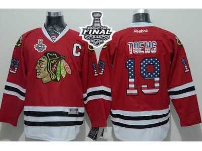 NHL Chicago Blackhawks #19 Jonathan Toews Red USA Flag Fashion 2015 Stanley Cup Stitched Jerseys