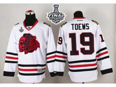 NHL Chicago Blackhawks #19 Jonathan Toews White(Red Skull) 2015 Stanley Cup Stitched Jerseys