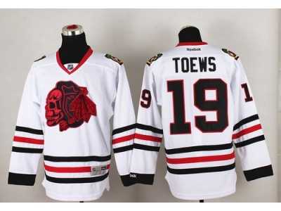 NHL Chicago Blackhawks #19 Jonathan Toews White(Red Skull) Stitched Jerseys