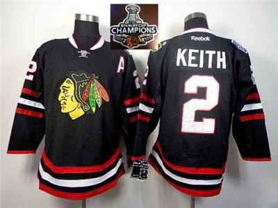 NHL Chicago Blackhawks #2 Duncan Keith Black 2014 Stadium Series 2015 Stanley Cup Champions jerseys