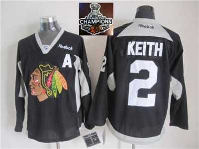 NHL Chicago Blackhawks #2 Duncan Keith Black Practice 2015 Stanley Cup Champions jerseys