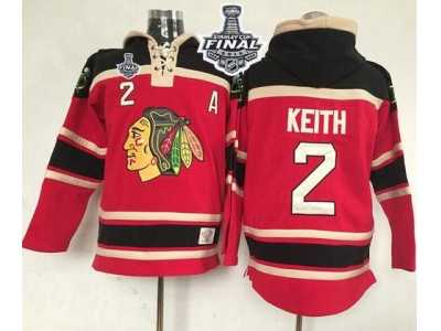 NHL Chicago Blackhawks #2 Duncan Keith Red Sawyer Hooded Sweatshirt 2015 Stanley Cup Stitched Jerseys