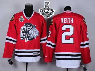 NHL Chicago Blackhawks #2 Duncan Keith Red(White Skull) 2015 Stanley Cup Stitched Jerseys