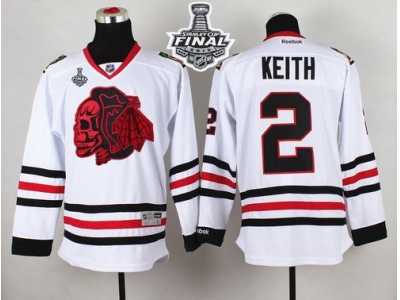 NHL Chicago Blackhawks #2 Duncan Keith White(Red Skull) 2015 Stanley Cup Stitched Jerseys