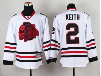 NHL Chicago Blackhawks #2 Duncan Keith White(Red Skull) Stitched Jerseys