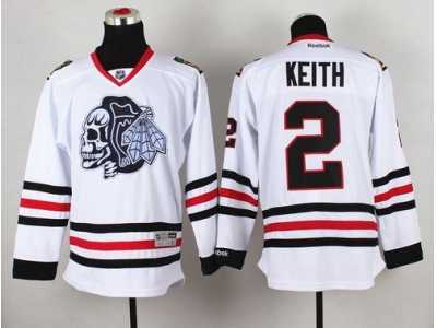 NHL Chicago Blackhawks #2 Duncan Keith White(White Skull) Stitched Jerseys