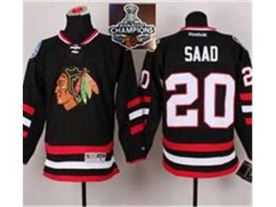 NHL Chicago Blackhawks #20 Brandon Saad Black 2014 Stadium Series 2015 Stanley Cup Champions jerseys