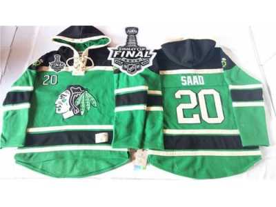 NHL Chicago Blackhawks #20 Brandon Saad Green St. Patrick's Day McNary Lace Hoodie 2015 Stanley Cup Stitched Jerseys