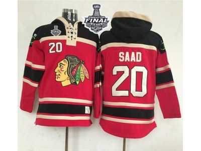 NHL Chicago Blackhawks #20 Brandon Saad Red Sawyer Hooded Sweatshirt 2015 Stanley Cup Stitched Jerseys