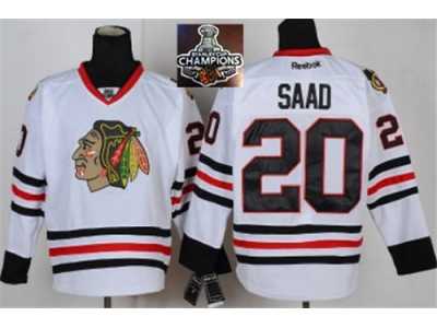 NHL Chicago Blackhawks #20 Saad white 2015 Stanley Cup Champions jerseys