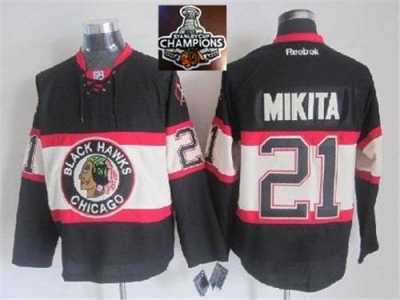NHL Chicago Blackhawks #21 Stan Mikita Black New Third 2015 Stanley Cup Champions jerseys