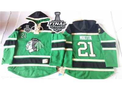 NHL Chicago Blackhawks #21 Stan Mikita Green St. Patrick's Day McNary Lace Hoodie 2015 Stanley Cup Stitched Jerseys