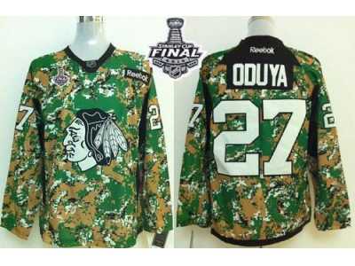 NHL Chicago Blackhawks #27 Johnny Oduya Camo Veterans Day Practice 2015 Stanley Cup Stitched Jerseys