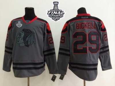 NHL Chicago Blackhawks #29 Bryan Bickell Charcoal Cross Check Fashion 2015 Stanley Cup Stitched Jerseys