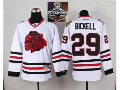 NHL Chicago Blackhawks #29 Bryan Bickell White(Red Skull) 2014 Stadium Series 2015 Stanley Cup Champions jerseys