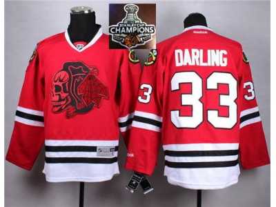 NHL Chicago Blackhawks #33 Darling Red(Red Skull) 2014 Stadium Series 2015 Stanley Cup Champions jersey