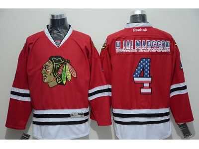 NHL Chicago Blackhawks #4 Niklas Hjalmarsson Red USA Flag Fashion Stitched Jerseys