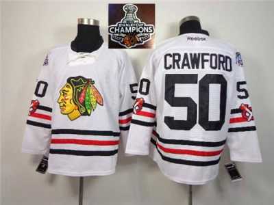 NHL Chicago Blackhawks #50 Corey Crawford 2015 Winter Classic White 2015 Stanley Cup Champions jerseys