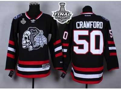 NHL Chicago Blackhawks #50 Corey Crawford Black(White Skull) 2014 Stadium Series 2015 Stanley Cup Stitched Jerseys