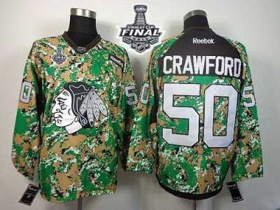 NHL Chicago Blackhawks #50 Corey Crawford Camo Veterans Day Practice 2015 Stanley Cup Stitched Jerseys
