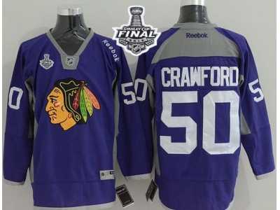 NHL Chicago Blackhawks #50 Corey Crawford Purple Practice 2015 Stanley Cup Stitched Jerseys