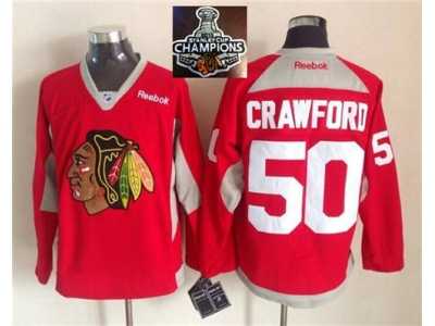 NHL Chicago Blackhawks #50 Corey Crawford Red Practice 2015 Stanley Cup Champions jerseys