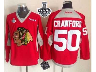 NHL Chicago Blackhawks #50 Corey Crawford Red Practice 2015 Stanley Cup Stitched Jerseys